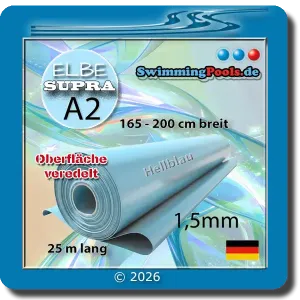 Oberflächenveredelte Poolfolie zum selber verlegen und verschweißen in Hellblau