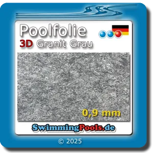 Poolfolie rund in der Farbe Granit Grau 3 D