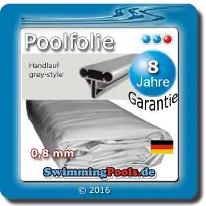 Poolfolie in Grau zum Set oval mit passenden Kombihandlauf in grau