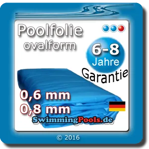 Poolfolie oval in 0,6 mm - 0,8 mm auswählbar zum Komplettset