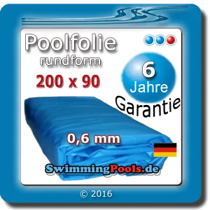 Poolfolie 2,00 x 0,90 cm rund