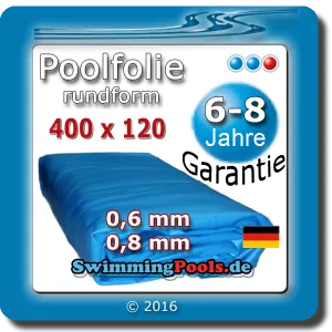 Ersatz Poolfolie rund 400 x 120 cm