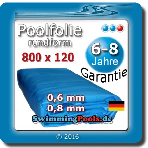 Poolfolie rund 800 x 120 cm Ersatzfolie Pool