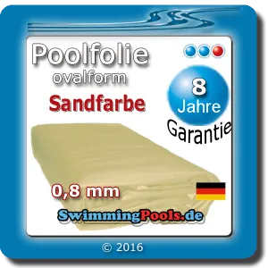 Poolplane Sandfarbe 0,8 mm oval geprüft nach KSW