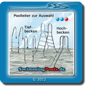 Tiefbecken und Hochbecken Poolleitern aus Edelstahl passend für Stahlwandpool Achtform