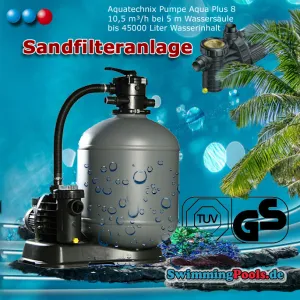 Sandfilteranlage mit Vorfilter und Filterpumpe Aqua Plus 8