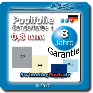 Schwimmbadfolie 0,8 mm achtform in 5 Sonderfarben