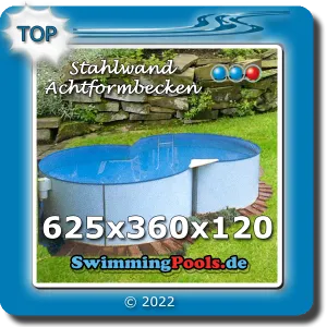 Stahlwandbecken Achtform Pool 625 x 360 x 120 als Aufstellbecken verwendbar