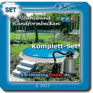 Stahlwandpool Rund 250 x 120 Komplettset mit Filteranlage, Leiter und mehr