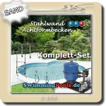 Pool achtform Komplettset Sandfarbe