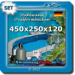 Stahlwandpool oval Set 450 x 250 x 120 cm
