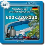 Stahlwandpool Set 600 x 320 x 120 oval