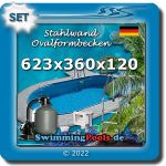 Stahlwandpool oval Set 623 x 360 x 120 cm