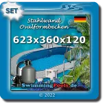 Stahlwandpool oval Set 623 x 360 x 120 cm