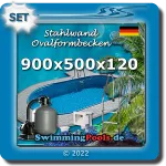 Stahlwandbecken Set oval 900 x 500 x 120