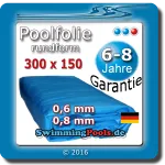 Poolfolie rund 300 x 150 cm Ersatzfolie Pool