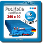 Poolfolie rund 360 x 90 cm Ersatzfolie Pool