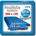 Poolfolie rund 500 x 135 cm Pool Ersatzfolie