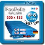 Poolfolie rund 600 x 135 cm Pool Ersatzfolie
