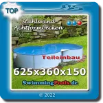 Stahlwandbecken 625 x 360 x 150 Achtform mit Poolfolie und Stahlwand 0,8 mm