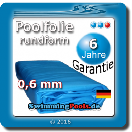 Ersatz Poolfolie rund adriablau 0,6 mm mit 6 Jahren Garantie