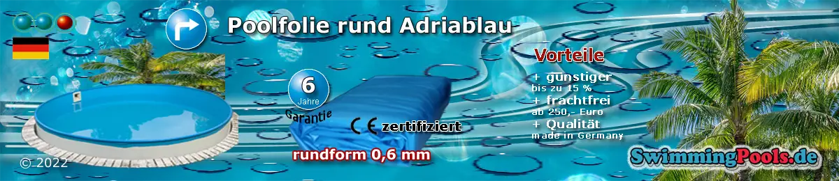 Ersatzfolie Pool 3,60 x 0,90 cm rund 0,6 mm Farbe Adriablau