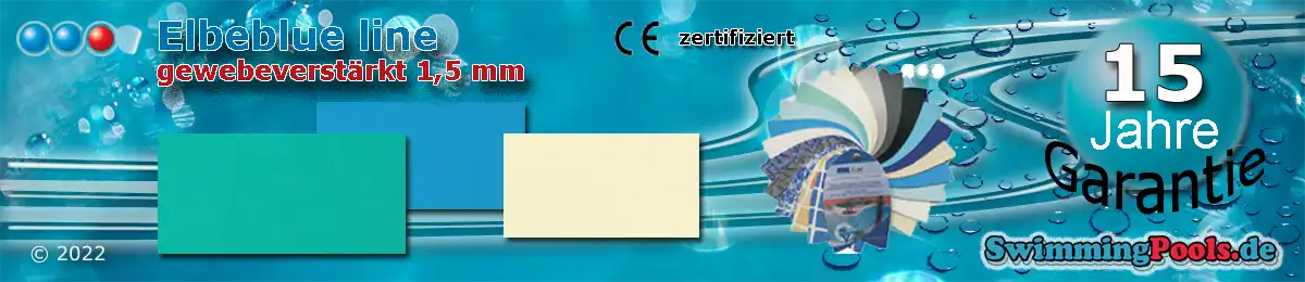 Poolfolie 1,5 mm Poolfolie ElbeBlue Line 1,5 mm gewebeverstärkt Rollenware in 8 Farben