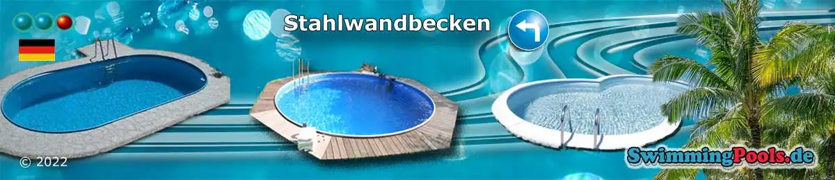 Stahlwandbecken in verschiedenen Ausführungen in rund, oval oder als acht und Komplettset