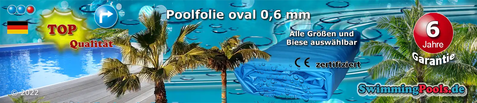 Poolfolie oval 0,6 mm Schnellauswahl - alle Grössen sind im Menü auswählbar