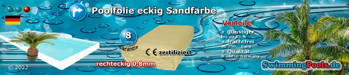 Poolfolie Sand rechteckig 0,8 mm Schnellauswahl - alle Grössen sind im Menü auswählbar