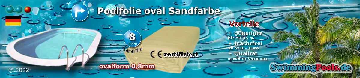 Poolfolie Sand oval 0,8 mm Schnellauswahl - alle Grössen sind im Menü auswählbar