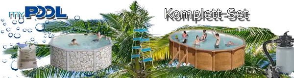 Mypool Komplettsets bestehend aus Pool mit Folie in Blau Filteranlage, Leiter und weiteres Zubehör, demnächst bei uns im Shop