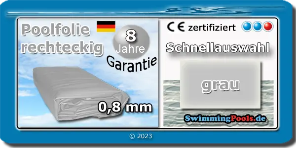 Poolfolie rechteckig Grau 0,8 mm