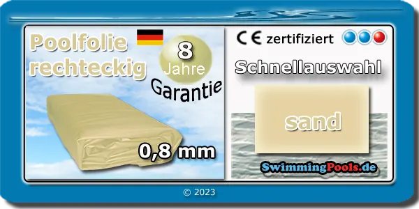 Poolfolie rechteckig Sand 0,8 mm