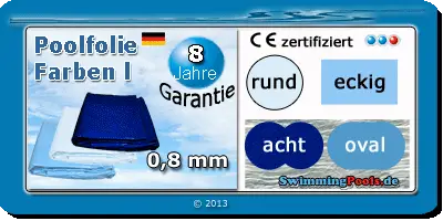 Schwimmbadfolie in Sonderfarben 1 wie hellblau, dunkelblau, grau oder weiss