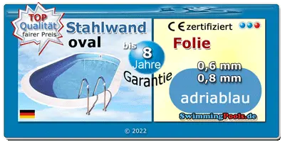 Stahlwand Einzelbecken oval schutzlackiert und von außen zusätzlich mit Kunststoff beschichteter Stahlmantel