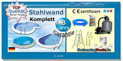 Stahlwand Set mit Sandfilter, Leiter, Vlies, Sand, Skimmerset usw.