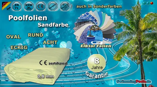 Pool Ersatzfolie in Sandfarbe für runde, ovale und Achtformbecken