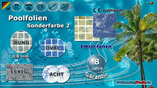 Schwimmbadfolie in Sonderfarben 2 wie marmor, mosaik oder carrara