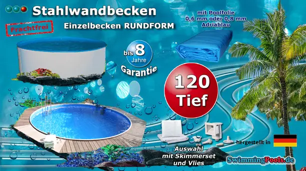 Stahlwandbecken Rund als Einzelbecken 120 Tief