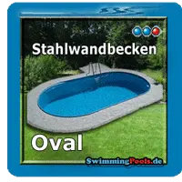 Ovale Stahlwandbecken in 120, 135 und 150 cm Tiefe als Einzelbecken