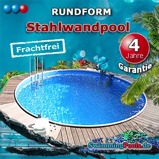 Stahlwandpool rund 200 x 90 ist für den Einbau ins Erdreich und als Aufstellbecken geeignet