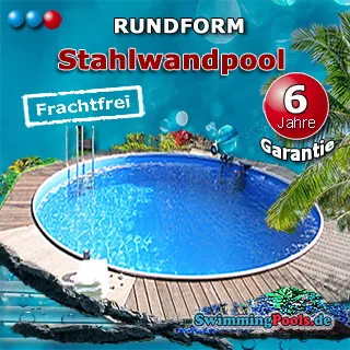 dieser Stahlwandpool rund 250x120 ist für den Einbau ins Erdreich und als Aufstellbecken geeignet