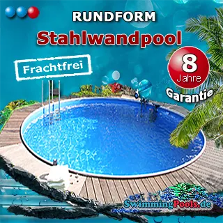 Stahlwandpool rund 300 x 135 ist für den Einbau ins Erdreich und als freistehendes Aufstellbecken geeignet