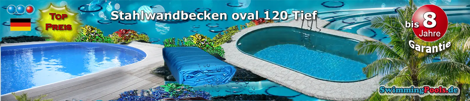 Einzel Pool 600 x 320 oval und 120 tief