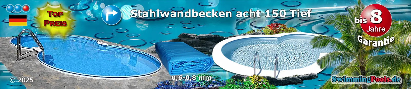 Achtform Einzelbecken 725 x 460 und 150 tief